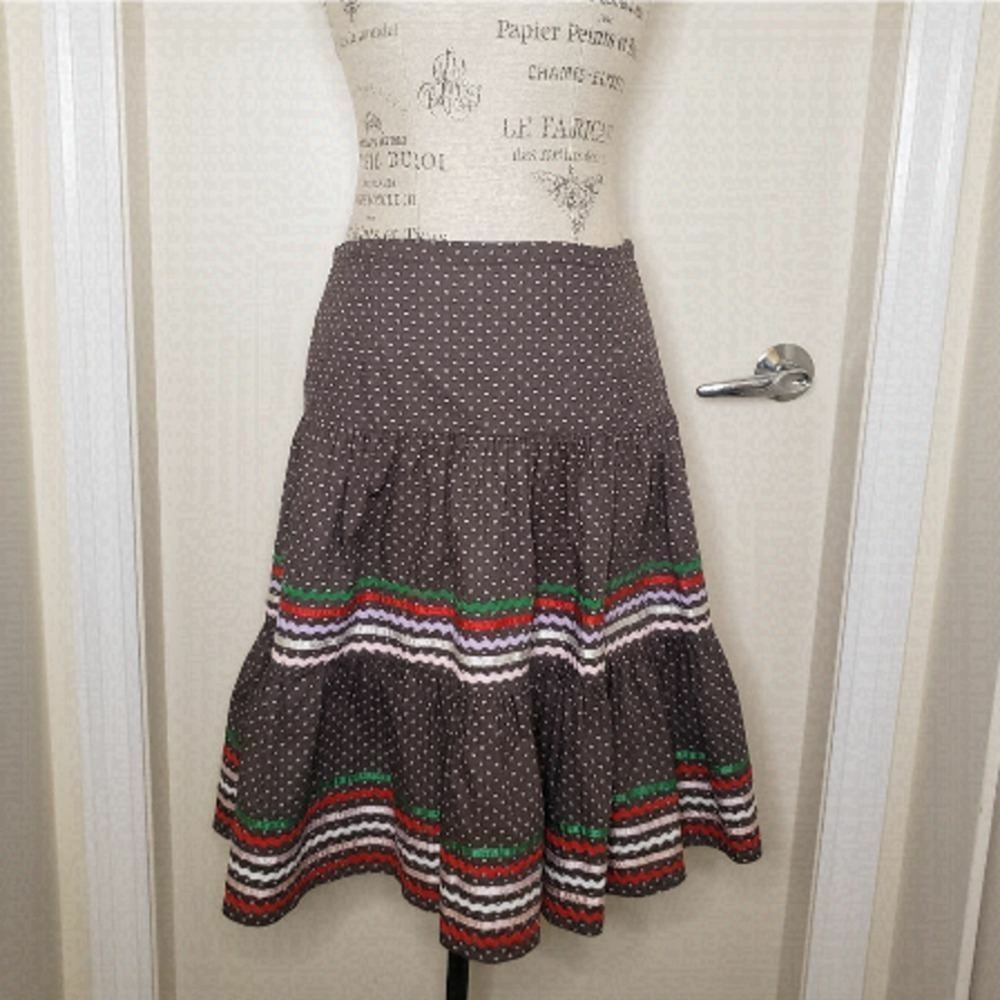 Cotton Peasant Skirt Poladot Hearts Ribbon